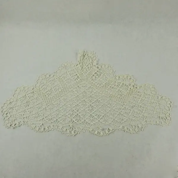 Lot of 3 Vintage Ivory Off-White Hand Crocheted Lace Triangle Doilies