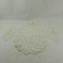 Lot of 3 Vintage Ivory Hand Crochet Doilies Lace Table Runners Placemats