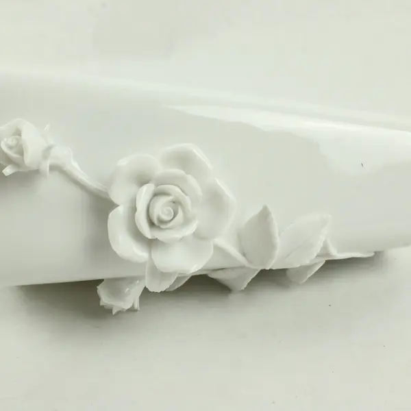 Tozai Home Modern Glazed White Porcelain 3D Floral Flowers Decorative Vase 6.75"