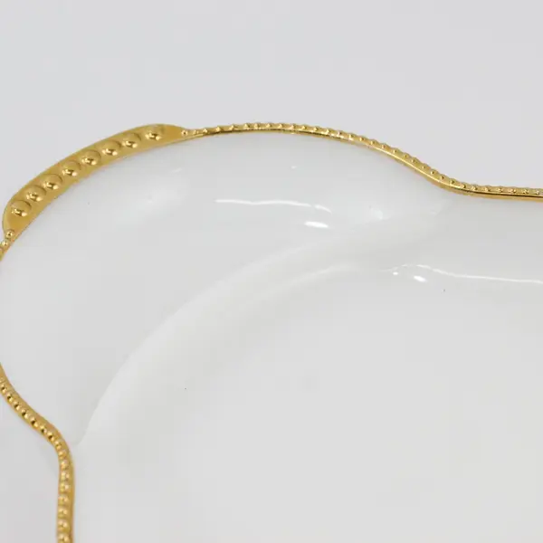 Vintage  Anchor Hocking Fire King Milk Glass Divided Relish Dish With Gold Trim