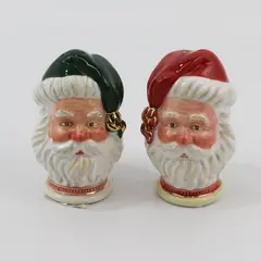 Time To Celebrate Santa Head  Ceramic Salt And Pepper Shakers NWT