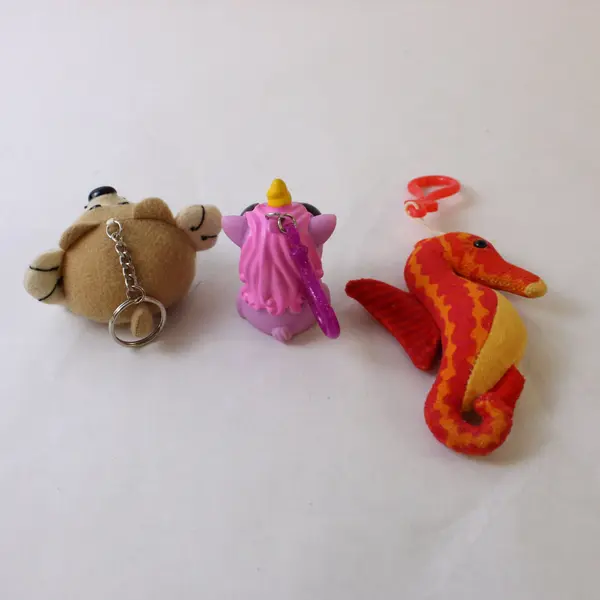 Lot of 3 Mixed Novelty Keychain Dog Seahorse Unicorn Popping Eyes