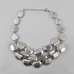 MW Multi-Strand Chunky Silver-Tone Costume Jewelry Necklace 25"