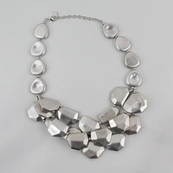 MW Multi-Strand Chunky Silver-Tone Costume Jewelry Necklace 25"