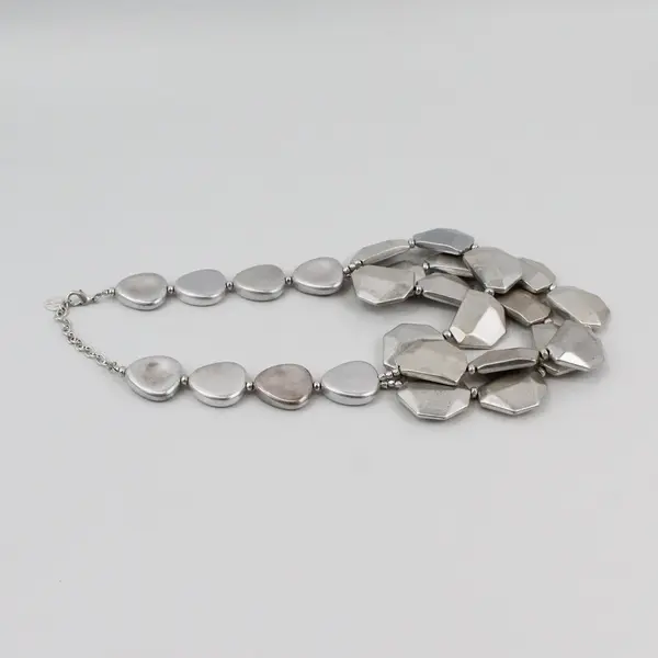 MW Multi-Strand Chunky Silver-Tone Costume Jewelry Necklace 25"
