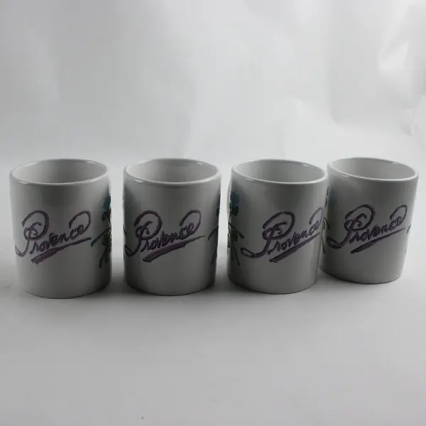 Set of 4 M Ware "Provence" Purple and Blue Floral Mugs