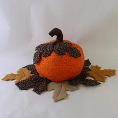 Fabric Patchwork Pumpkin/Leaves Soft Plush Autumn Harvest Centerpiece Decoration