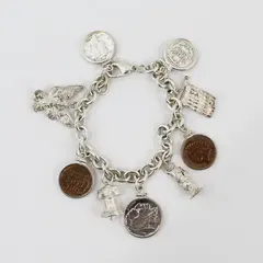 Silver-Tone America Patriotic Charm Bracelet 8.5"