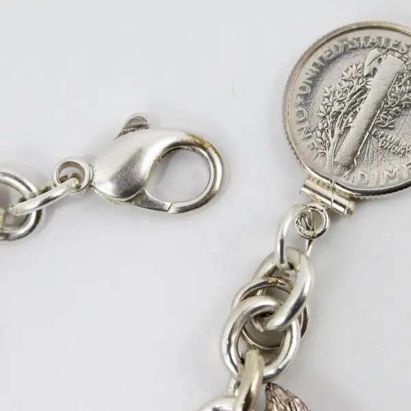 Silver-Tone America Patriotic Charm Bracelet 8.5"