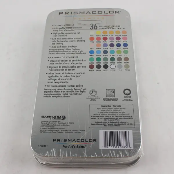 Prismacolor Premier Colored Pencils 36ct Set - Artist Grade Tin Gray