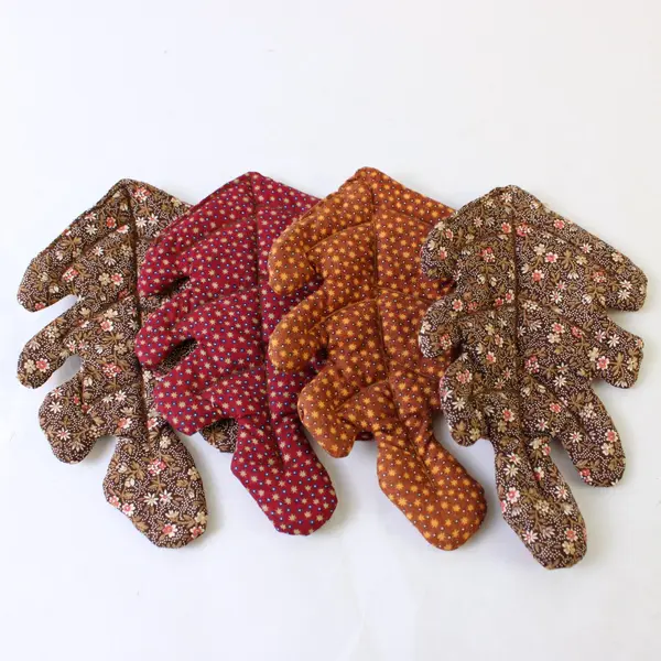 Lot of 4 Handmade Fabric Coasters 6.75" Fall Leaves Harvest Decor