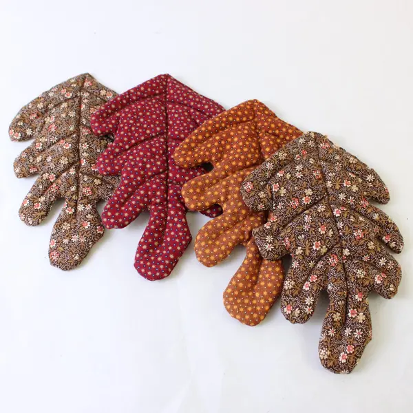 Lot of 4 Handmade Fabric Coasters 6.75" Fall Leaves Harvest Decor