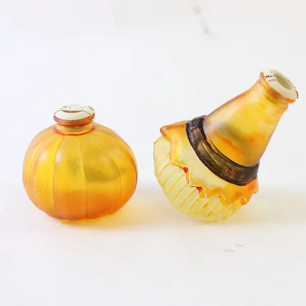 Old World Christmas Lot of 2 Painted Glass Light Covers Scarecrow Pumpkin
