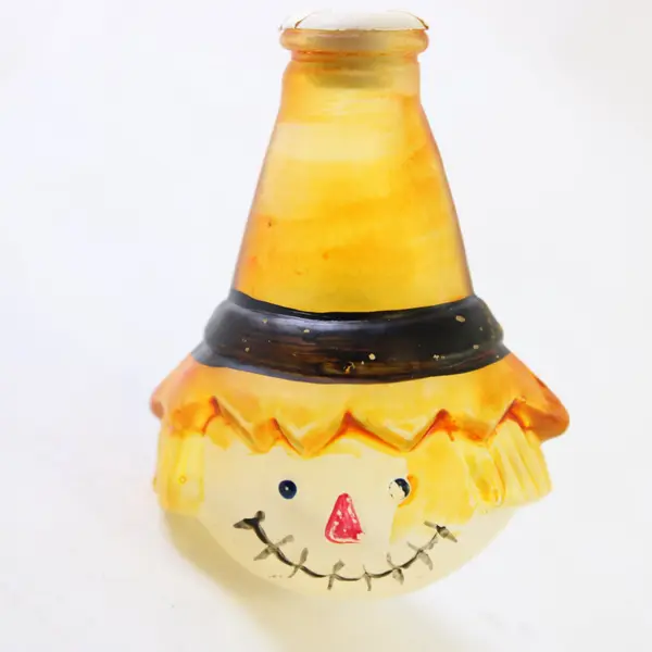 Old World Christmas Lot of 2 Painted Glass Light Covers Scarecrow Pumpkin