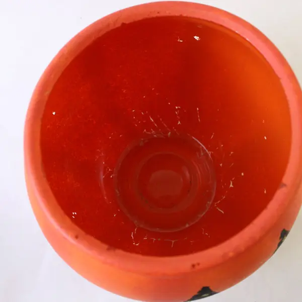Hand-Painted Glass Halloween Pumpkin Candy Treat Dish Bowl Jack-o-Lantern