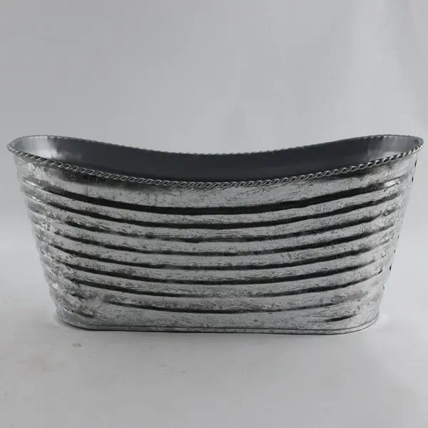 Oval Metal Silver Tin Garden Planter