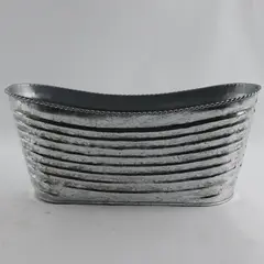 Oval Metal Silver Tin Garden Planter