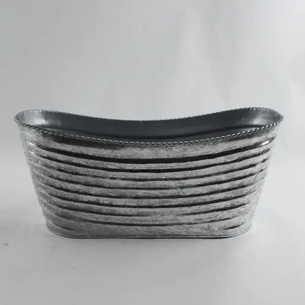 Oval Metal Silver Tin Garden Planter