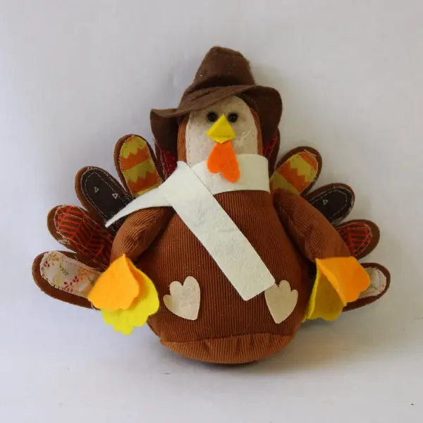 Lot of 2 Handmade Stuffed Fabric Turkey Plush Thanksgiving Fall Decor