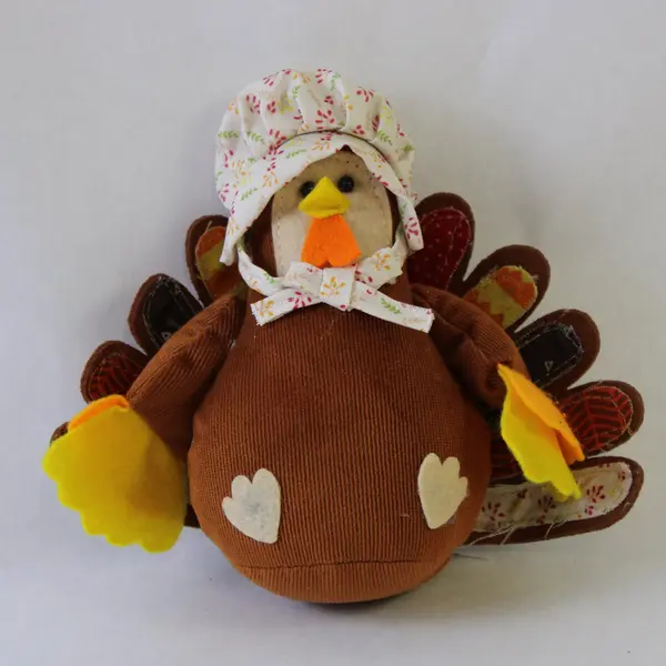 Lot of 2 Handmade Stuffed Fabric Turkey Plush Thanksgiving Fall Decor