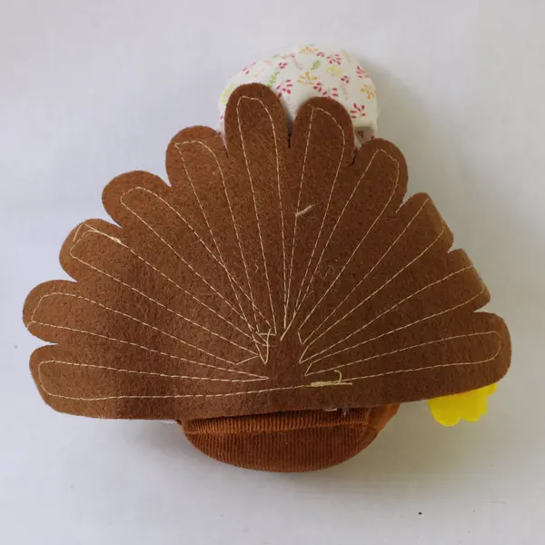 Lot of 2 Handmade Stuffed Fabric Turkey Plush Thanksgiving Fall Decor