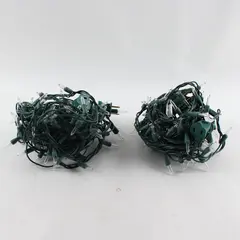 Lot of 2 White Incandescent Christmas String Lights Green Cord 22 ft Each TESTED
