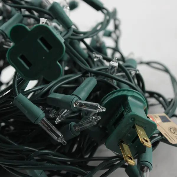 Lot of 2 White Incandescent Christmas String Lights Green Cord 22 ft Each TESTED