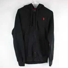 U.S. Polo Assn. Hoodie Men's M Black Fleece Lined Logo Drawstring Full Zip