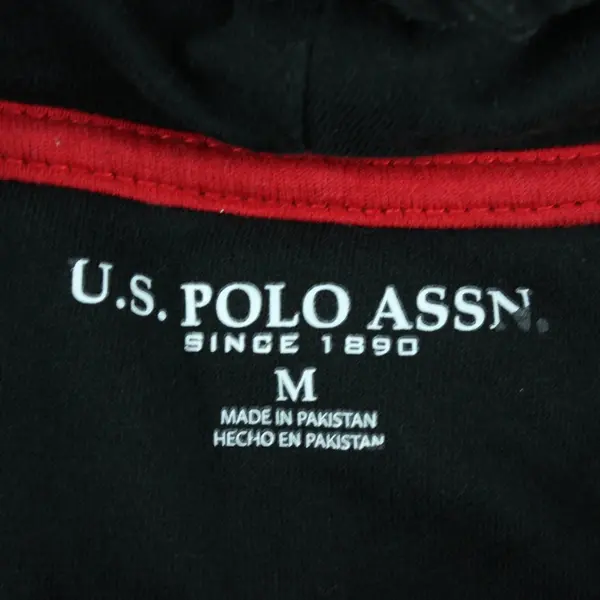 U.S. Polo Assn. Hoodie Men's M Black Fleece Lined Logo Drawstring Full Zip