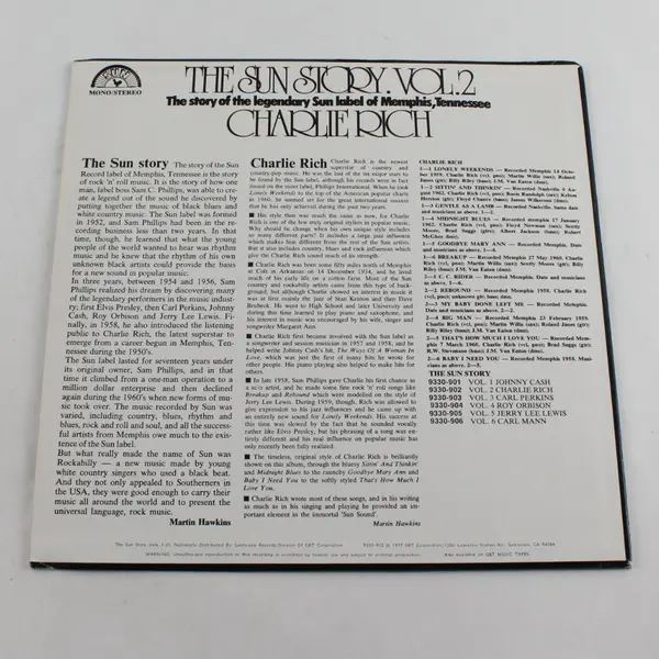 Charlie Rich - The Sun Story Vol. 2 12" Vinyl Record