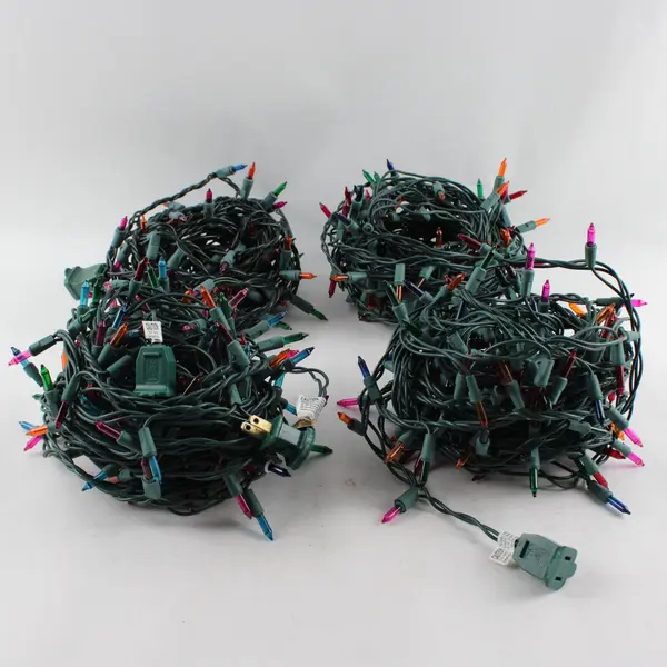 Lot of 4 Multicolor Incandescent Christmas Lights 30 ft Each TESTED