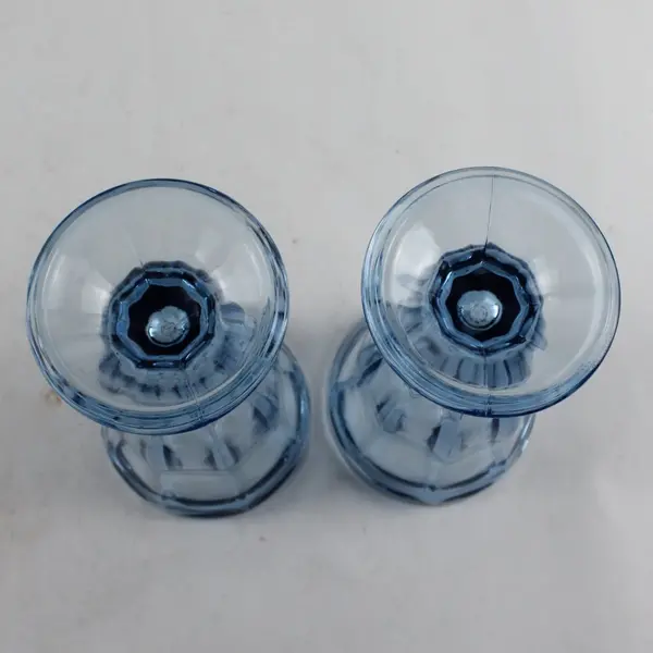 Set of 2 Anchor Hocking Blue Glass Ice Cream Sundae Glasses 6-3/4"