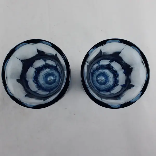 Set of 2 Anchor Hocking Blue Glass Ice Cream Sundae Glasses 6-3/4"