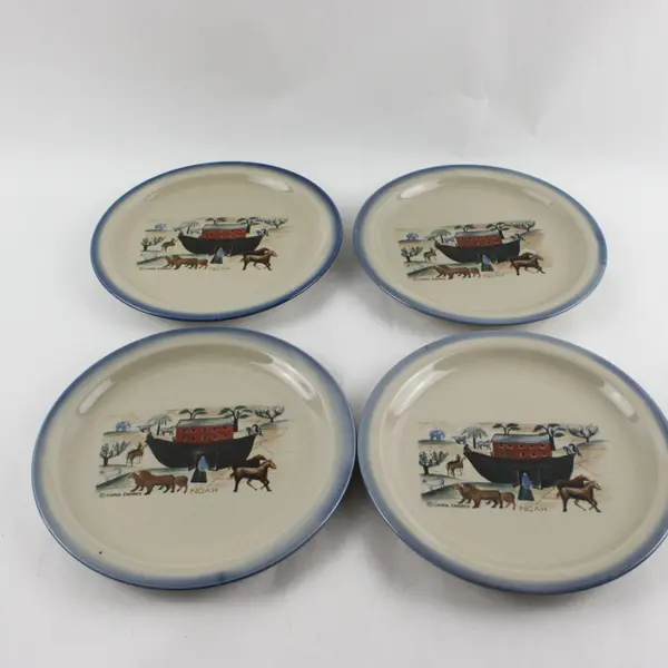80's Vintage Set of 4 Otagiri Carol Endres Noah's Ark Stoneware Salad Plate
