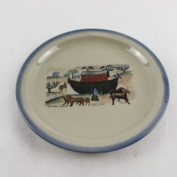 80's Vintage Set of 4 Otagiri Carol Endres Noah's Ark Stoneware Salad Plate
