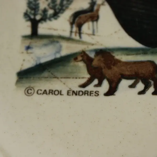 80's Vintage Set of 4 Otagiri Carol Endres Noah's Ark Stoneware Salad Plate