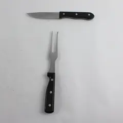 Lot of 2 Sterling Home Steak Knife & Meat Serving Fork Stainless Steel