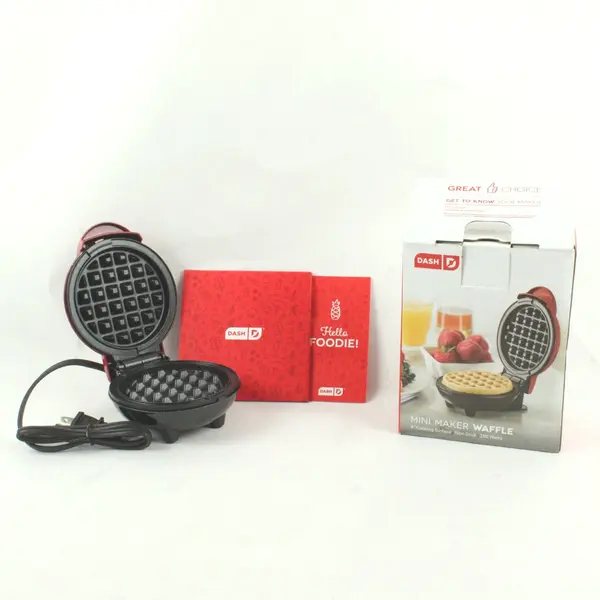Dash DMW001RD Mini Waffle Maker Red 4in 350W Tested Working