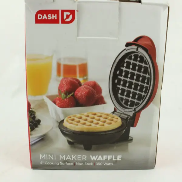 Dash DMW001RD Mini Waffle Maker Red 4in 350W Tested Working