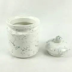 White Faux Marble Ceramic Canister 8"