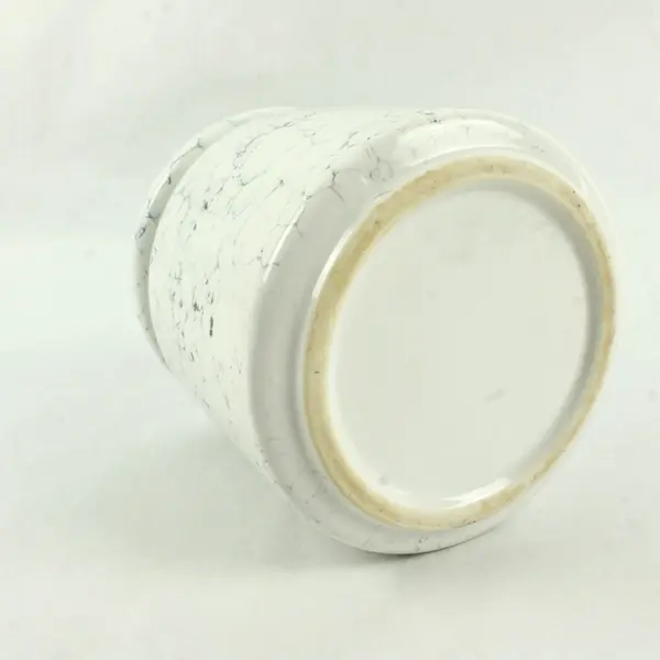 White Faux Marble Ceramic Canister 8"
