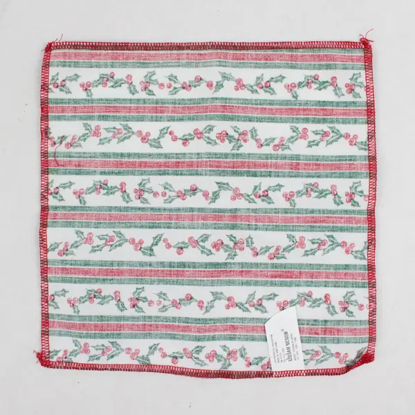 Lot of 12 Lillian Vernon Holly Berry Stripe Christmas Napkins