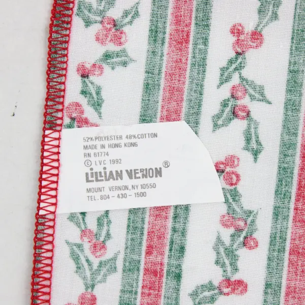 Lot of 12 Lillian Vernon Holly Berry Stripe Christmas Napkins