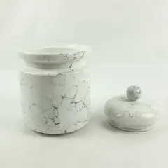 White Faux Marble Ceramic Canister 9"