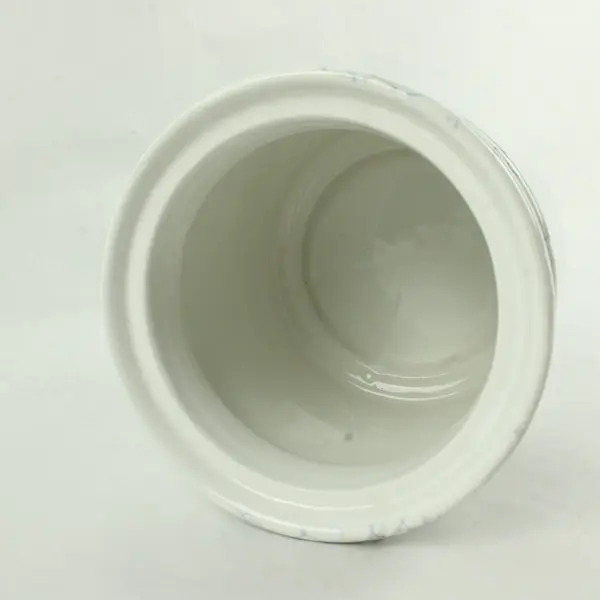 White Faux Marble Ceramic Canister 9"