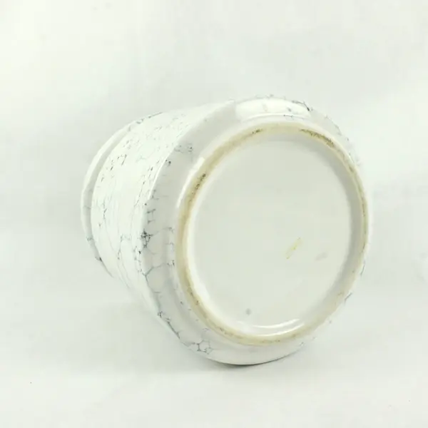 White Faux Marble Ceramic Canister 9"