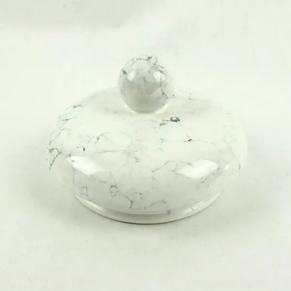 White Faux Marble Ceramic Canister 9"
