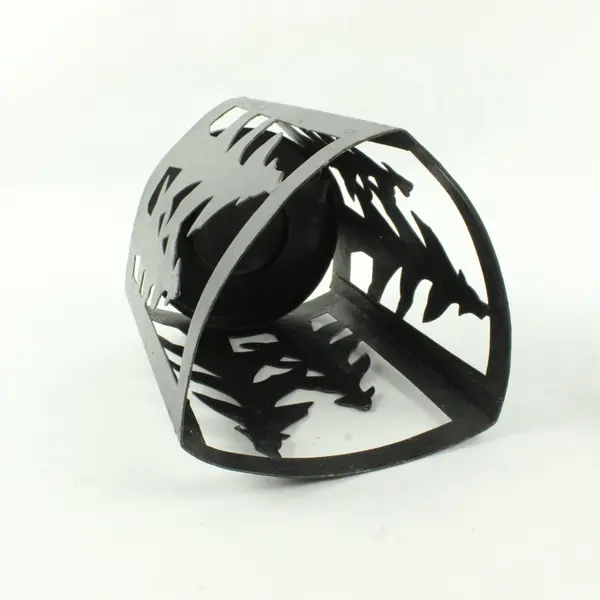 Set of 2 Black Metal Pine Tree Silhouette Tealight Holders 6-3/4" FLAWED