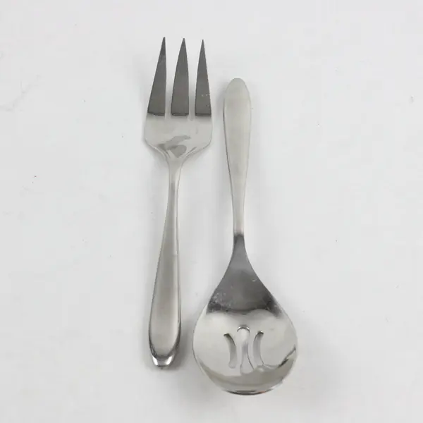 Set of 2 Salad Serving Fork and Spoon Stainless Steel Unbranded