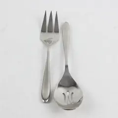 Set of 2 Salad Serving Fork and Spoon Stainless Steel Unbranded